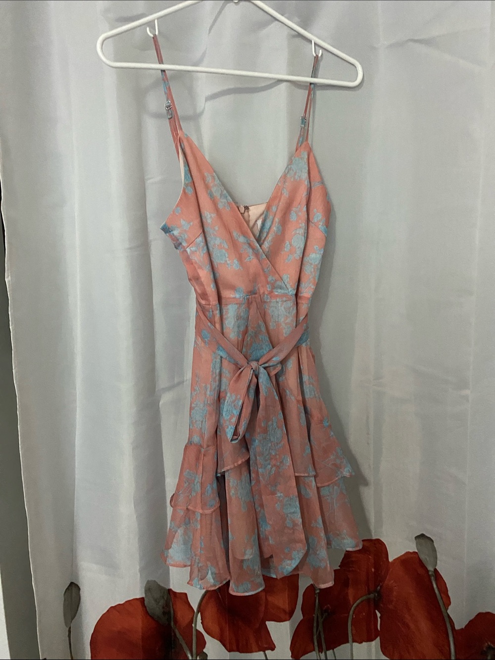 Selfie Leslie Coral Pink Floral Mini Dress  for Homecoming/Party Size XS